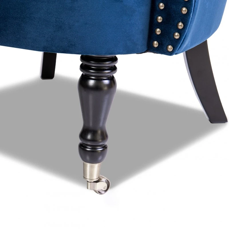 Фотьойл Честърфийлд Людовик, синьо кадифе